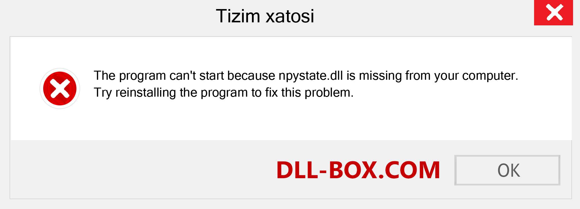 npystate.dll fayli yo'qolganmi?. Windows 7, 8, 10 uchun yuklab olish - Windowsda npystate dll etishmayotgan xatoni tuzating, rasmlar, rasmlar